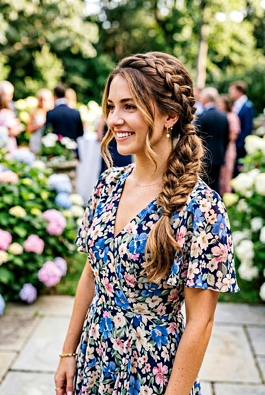 Side Swept Braided Ponytail - 20 braided ponytail for wedding guest - 20 braided ponytail for wedding guest