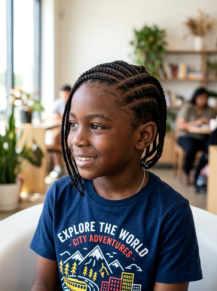 Side Swept Braids - 20 school braid styles for black boys - 20 school braid styles for black boys