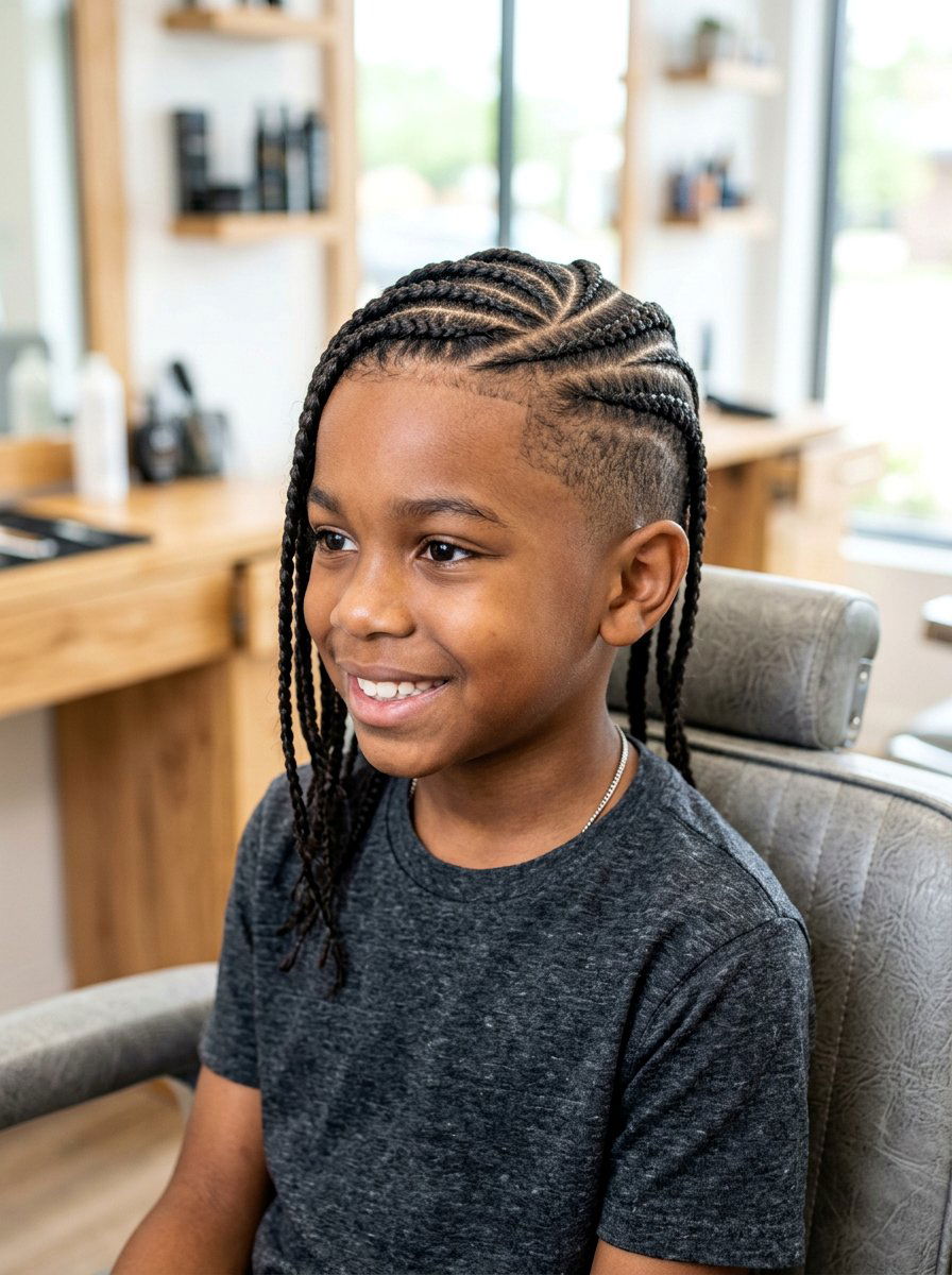 Side Swept Braids - 20 school safe braid styles for boys - 20 school safe braid styles for boys
