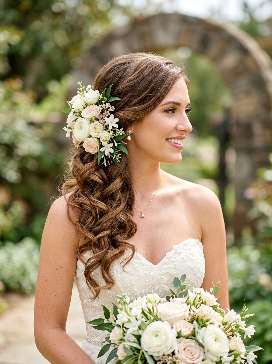 Side Swept Bridal Hairstyle For Long Hair - 20 romantic bridal hairstyle for long hair - 20 romantic bridal hairstyle for long hair