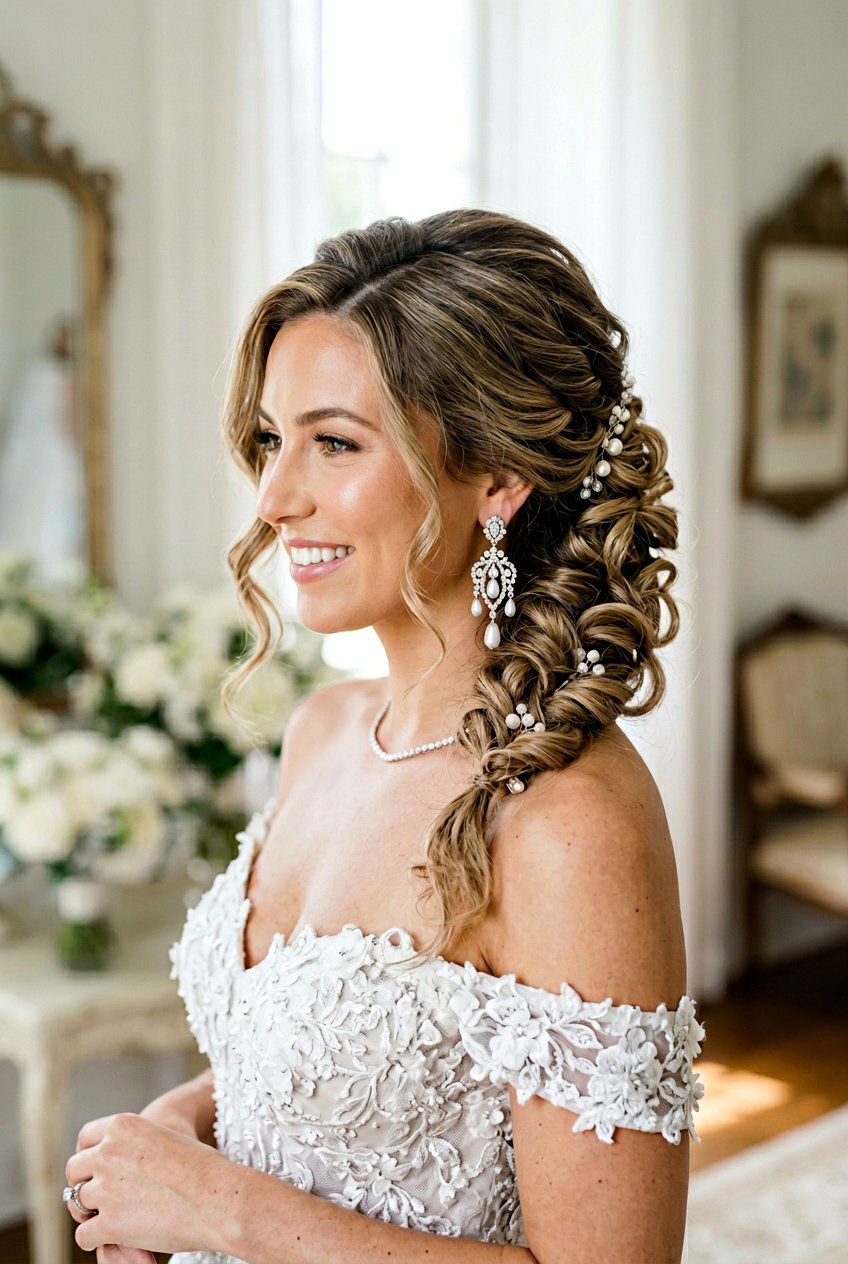Side Swept Bridal Updo - 20 romantic bridal updo - 20 romantic bridal updo