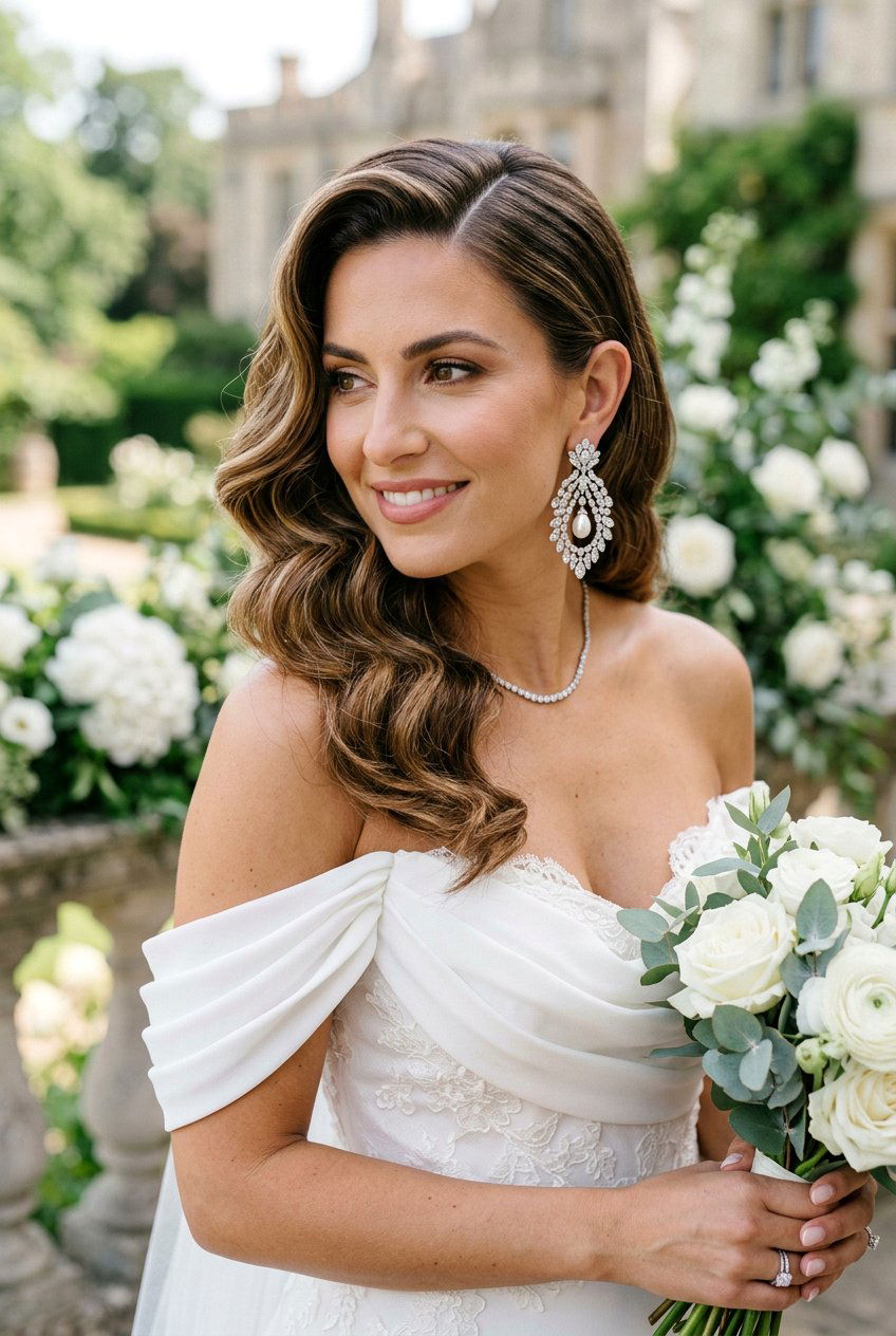Side Swept Bridal Waves - 20 best bridal hairstyle ideas - 20 best bridal hairstyle ideas