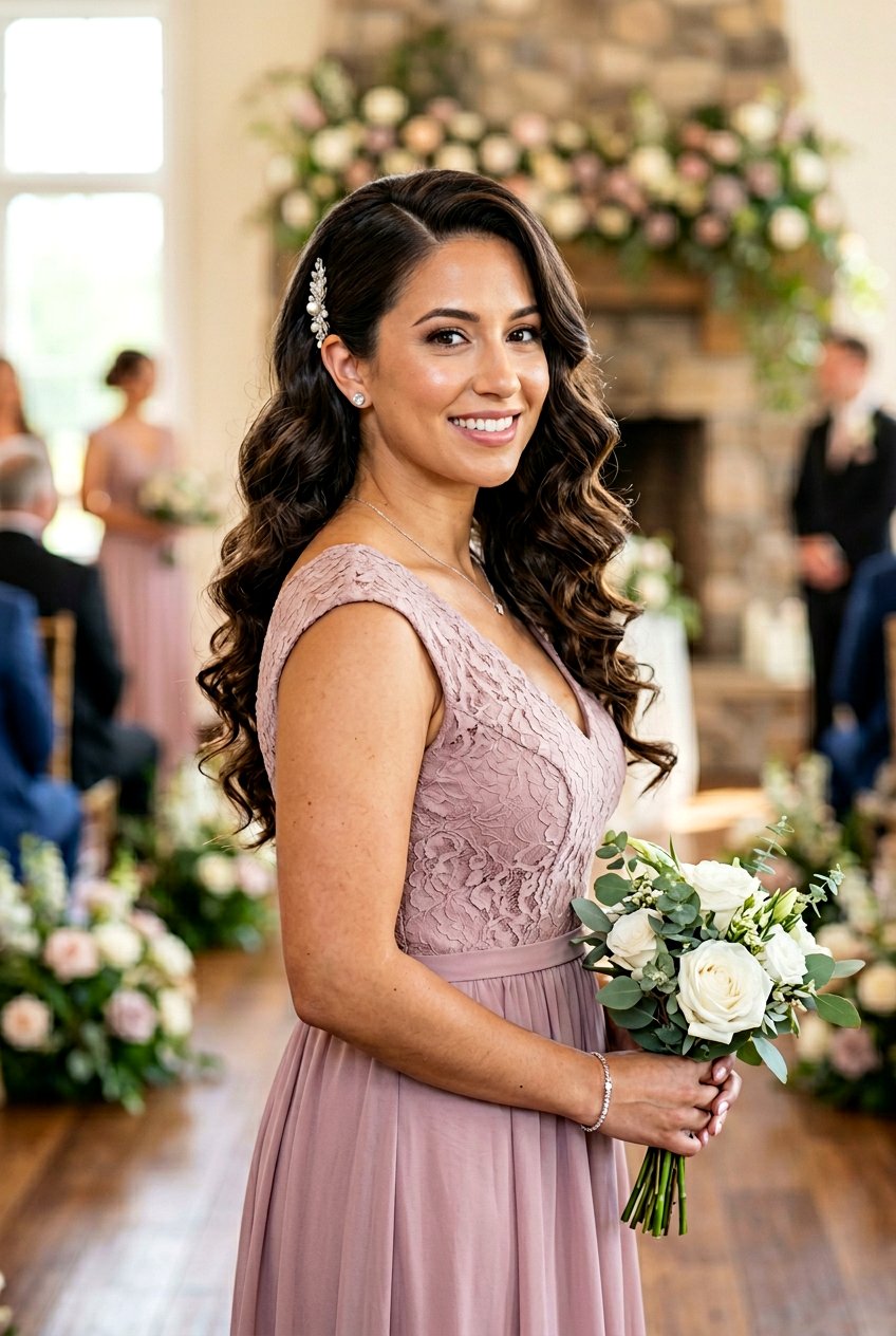 Side Swept Bridesmaid Curls - 20 bridesmaid hairstyles with curls - 20 bridesmaid hairstyles with curls