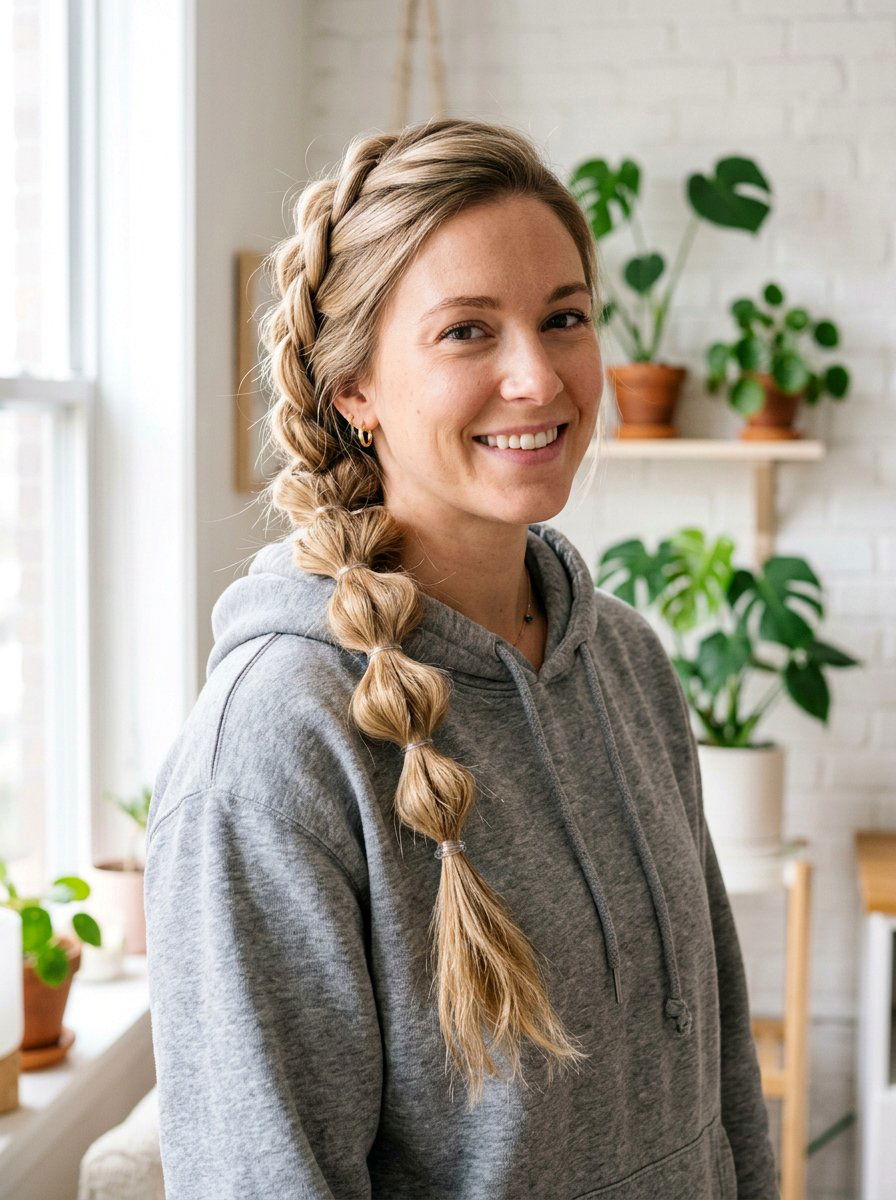 Side Swept Bubble Braid - 20 volleyball hairstyle with bubble braid - 20 volleyball hairstyle with bubble braid