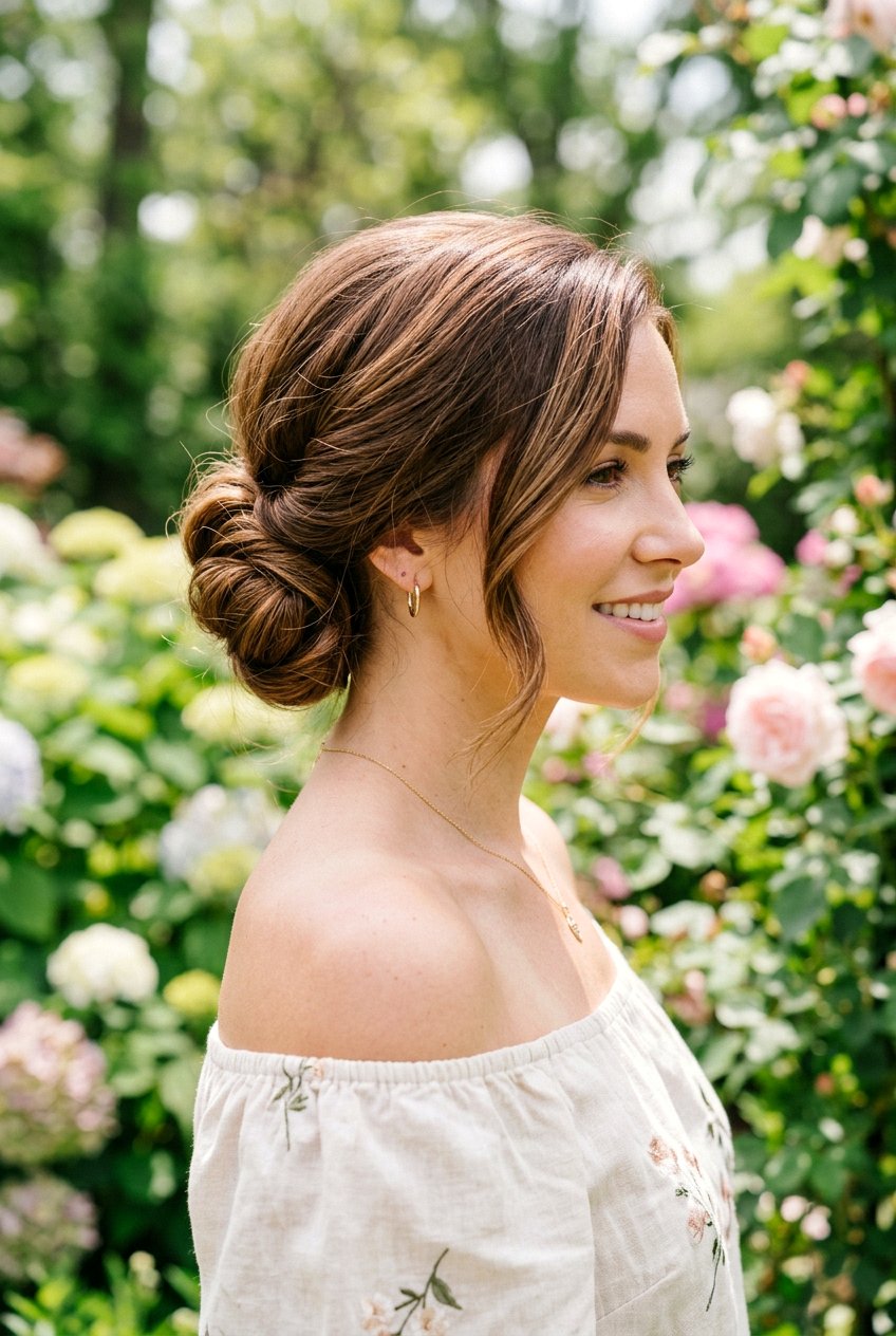 Side Swept Bun - 20 mom quick grocery run bun - 20 mom quick grocery run bun