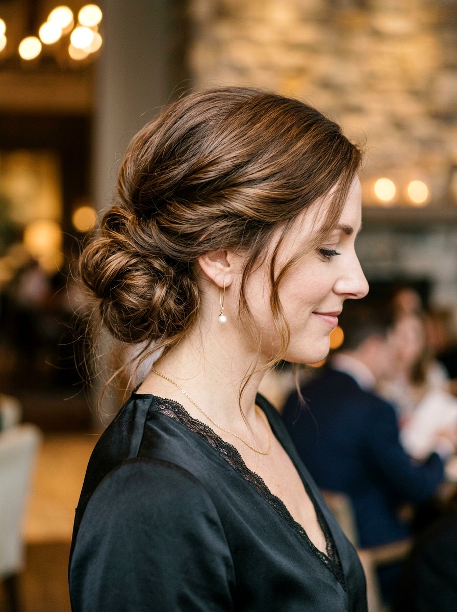 Side Swept Bun - 20 quick hairstyle for thick coarse hair - 20 quick hairstyle for thick coarse hair