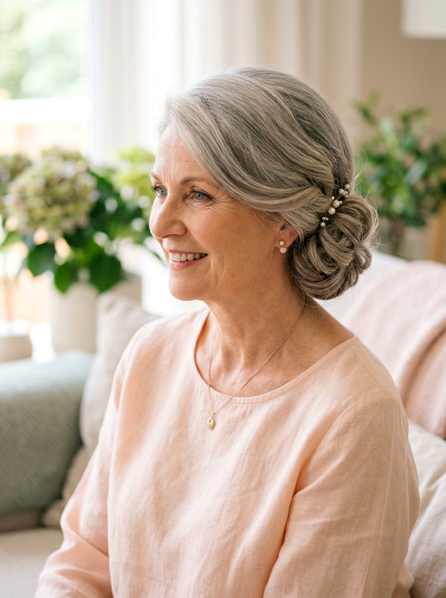 Side Swept Chignon - 20 older women office hair ideas - 20 older women office hair ideas