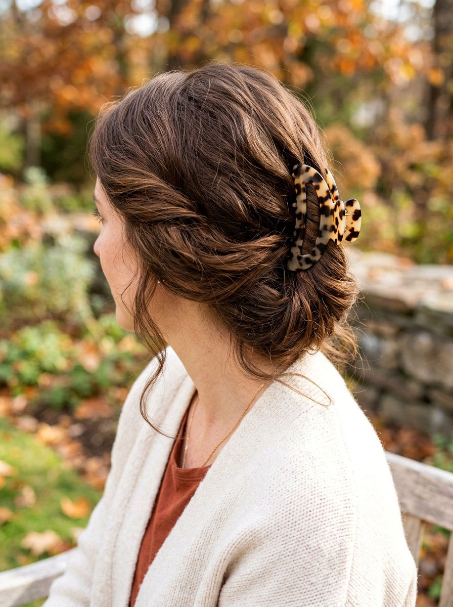 Side Swept Claw Clip - 20 college girls easy claw clip hairstyle - 20 college girls easy claw clip hairstyle