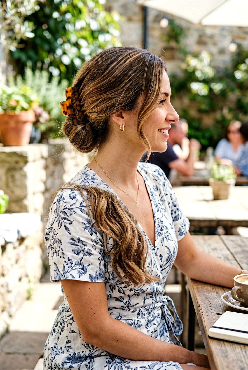 Side Swept Claw Clip - 20 claw clip hairstyle for moms - 20 claw clip hairstyle for moms