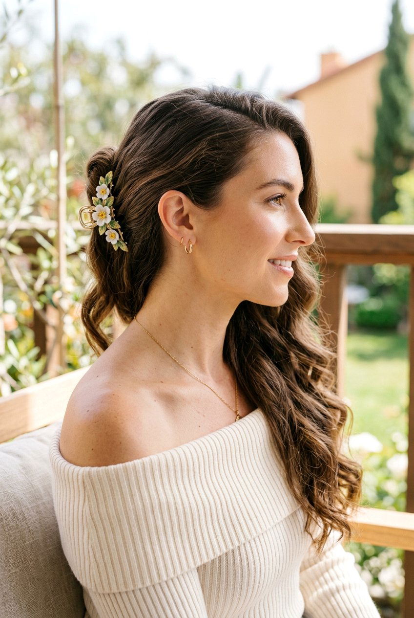 Side Swept Clip - 20 easy claw clip hairstyles for long hair - 20 easy claw clip hairstyles for long hair