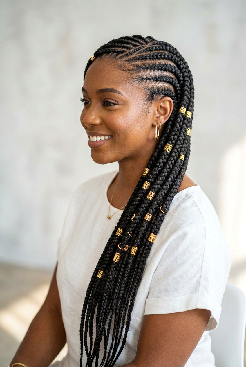Side Swept Cornrows - 20 cornrow hairstyles for black women - 20 cornrow hairstyles for black women