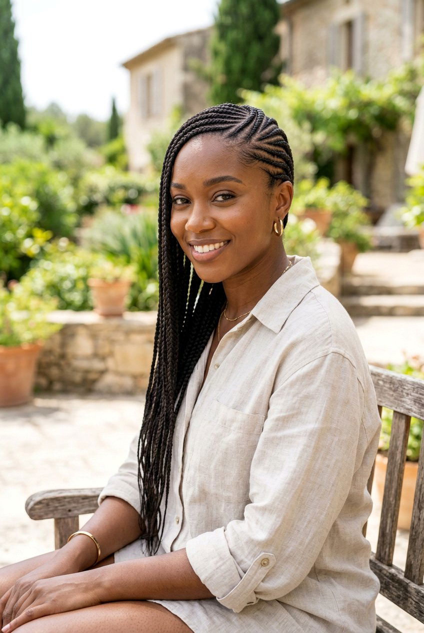 Side Swept Cornrows - 20 braided hairstyle for humid weather - 20 braided hairstyle for humid weather