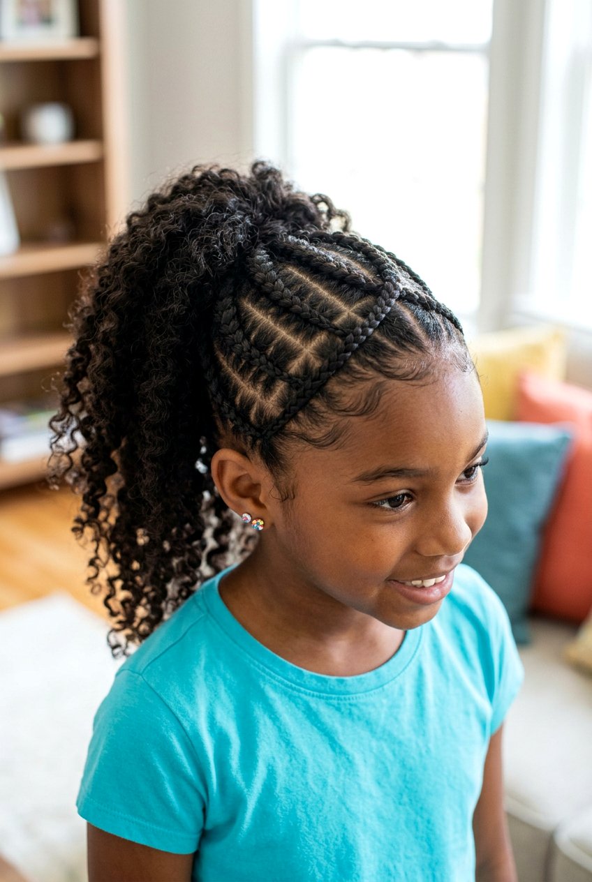 Side Swept Cornrows with Curly Ponytail - 20 little girls cornrows with curly ponytail - 20 little girls cornrows with curly ponytail