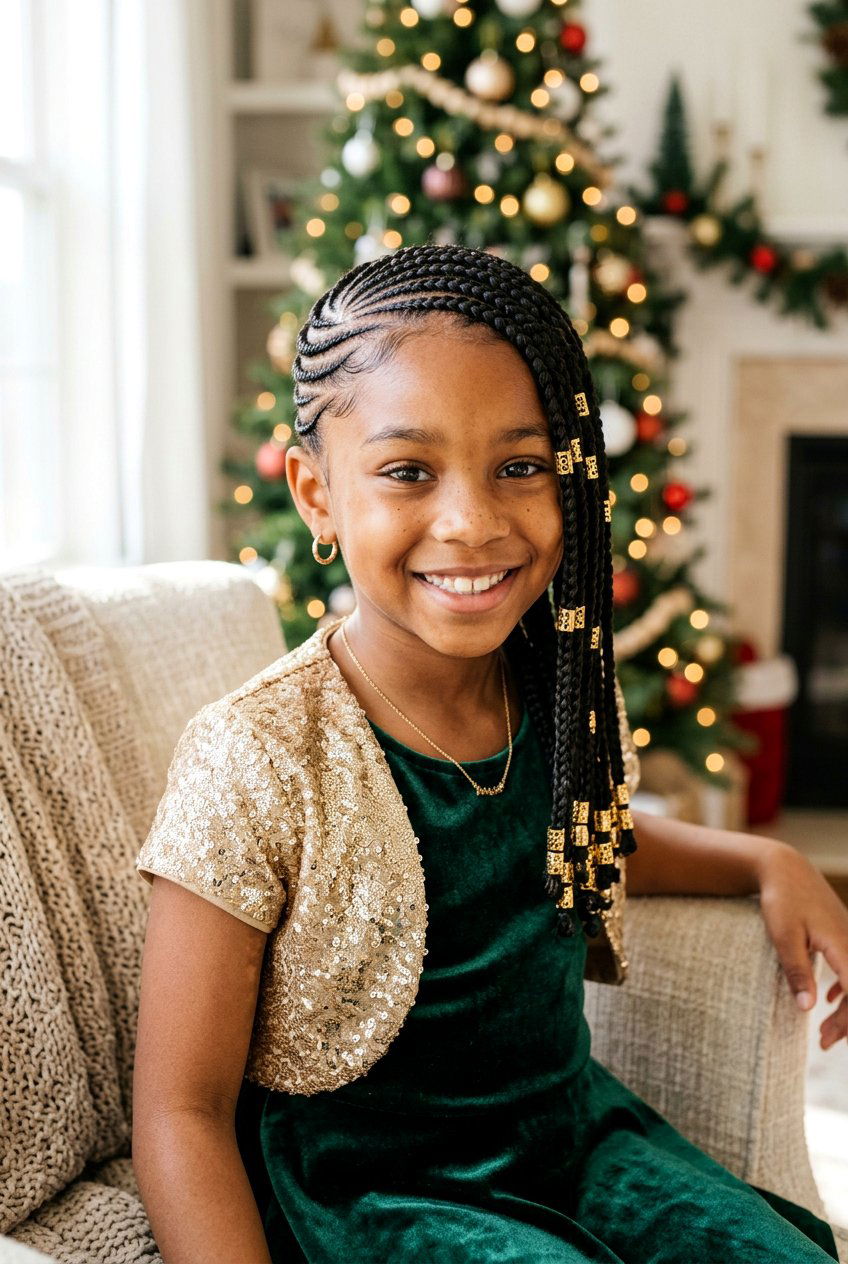 Side Swept Cornrows - 20 holiday hairstyle for girls with braids - 20 holiday hairstyle for girls with braids