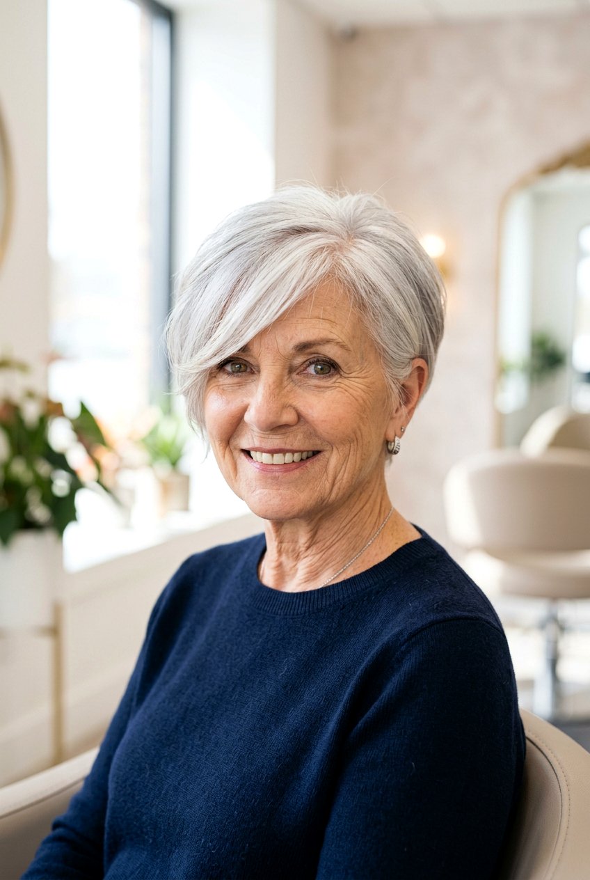 Side Swept Crop - 20 wash and wear short hairstyles for older women - 20 wash and wear short hairstyles for older women