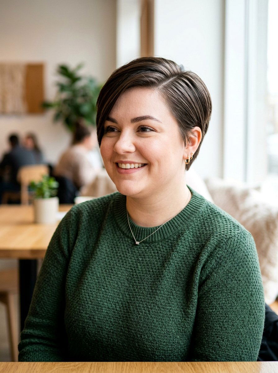 Side Swept Crop for Round Face Women - 20 short haircut for round chubby face women - 20 short haircut for round chubby face women