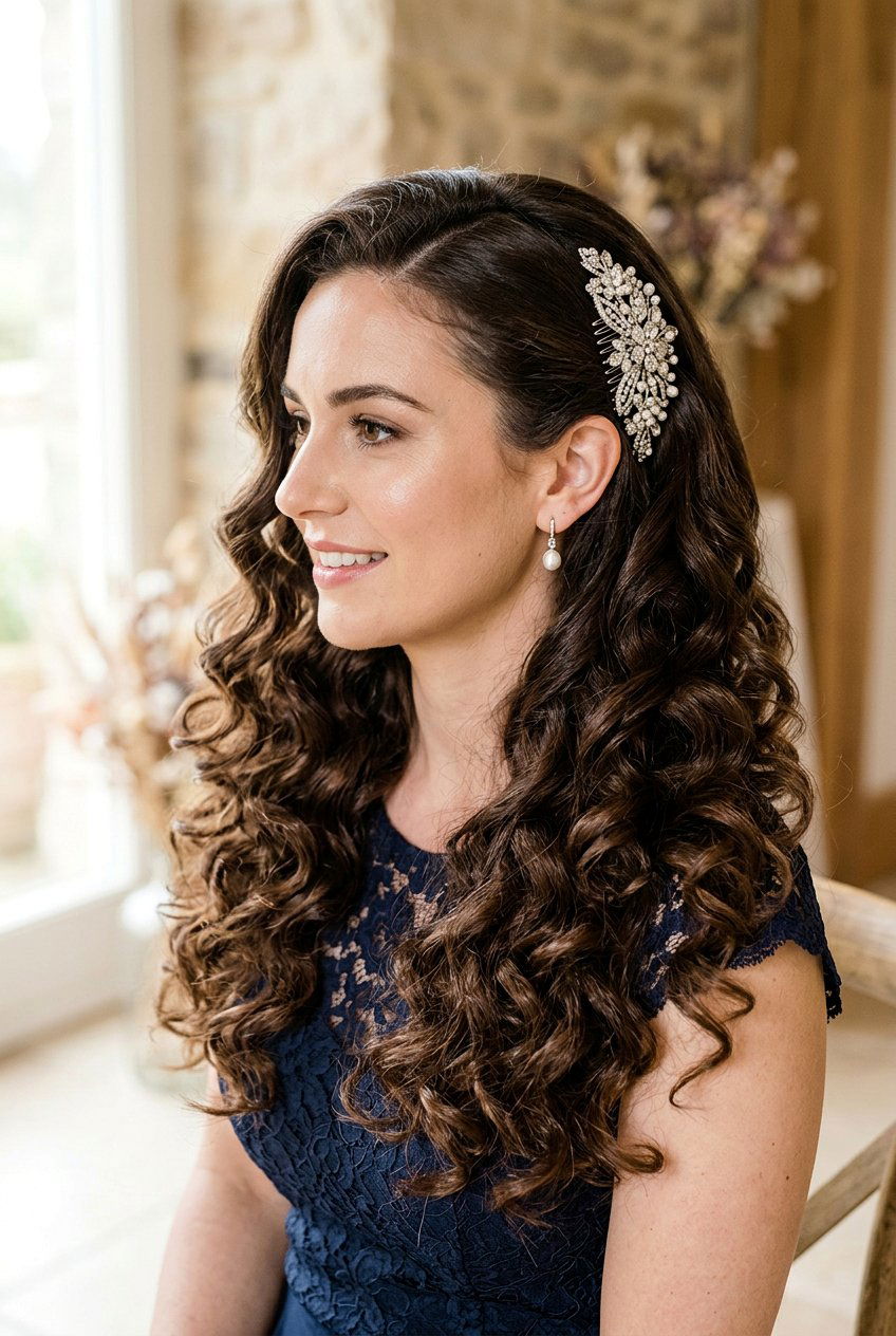 Side Swept Curls - 20 prom hairstyle for curly natural hair - 20 prom hairstyle for curly natural hair