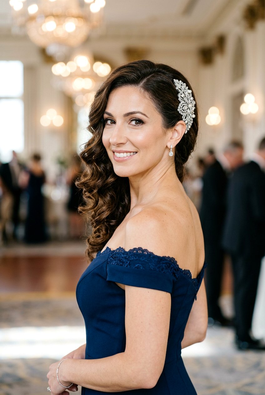 Side Swept Curls - 20 simple bridal curls for outdoor wedding - 20 simple bridal curls for outdoor wedding