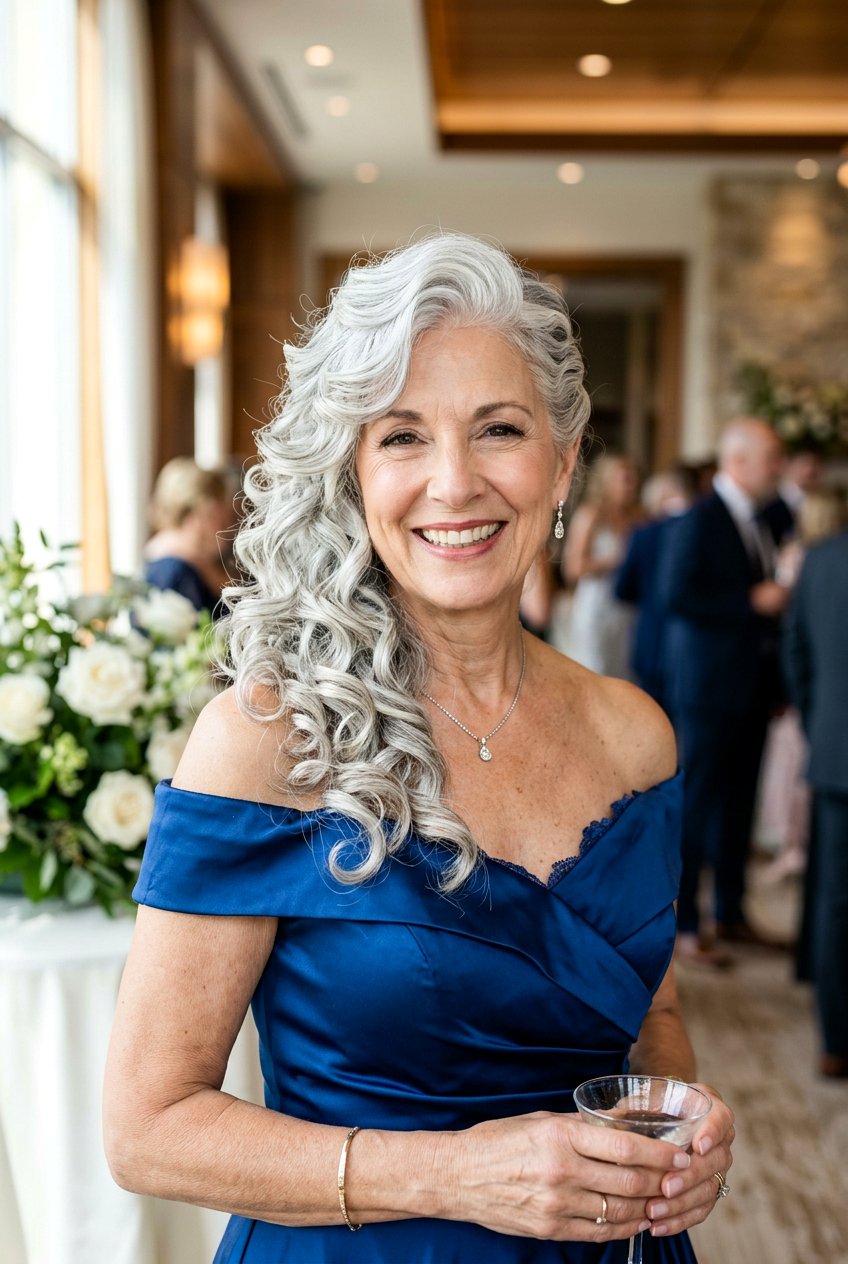 Side Swept Curls - 20 wedding guest hairstyles for older women - 20 wedding guest hairstyles for older women