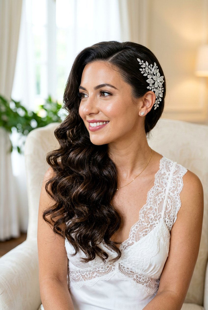 Side Swept Curls - 20 bridesmaid hairstyles - 20 bridesmaid hairstyles
