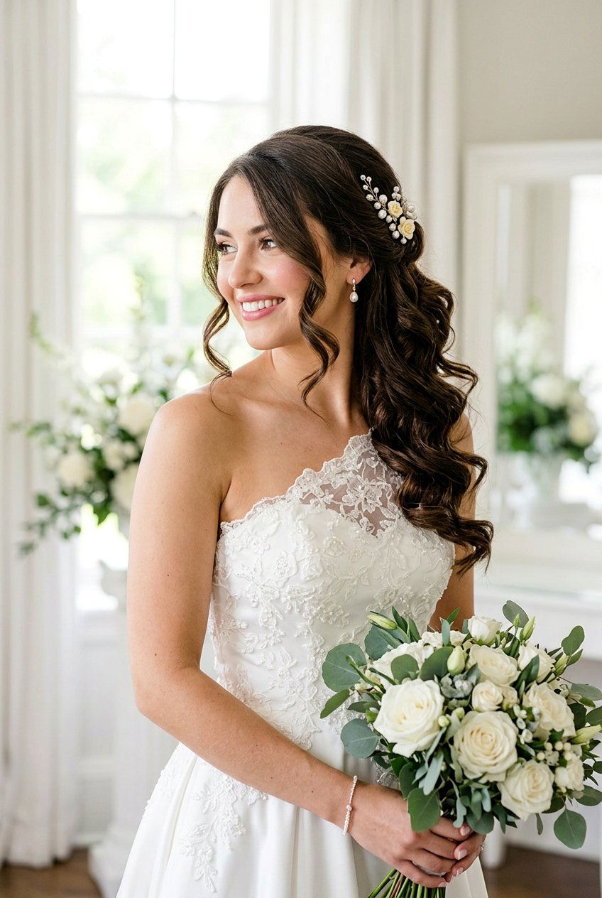 Side Swept Curls - 20 bridal hairstyle with soft tendrils - 20 bridal hairstyle with soft tendrils