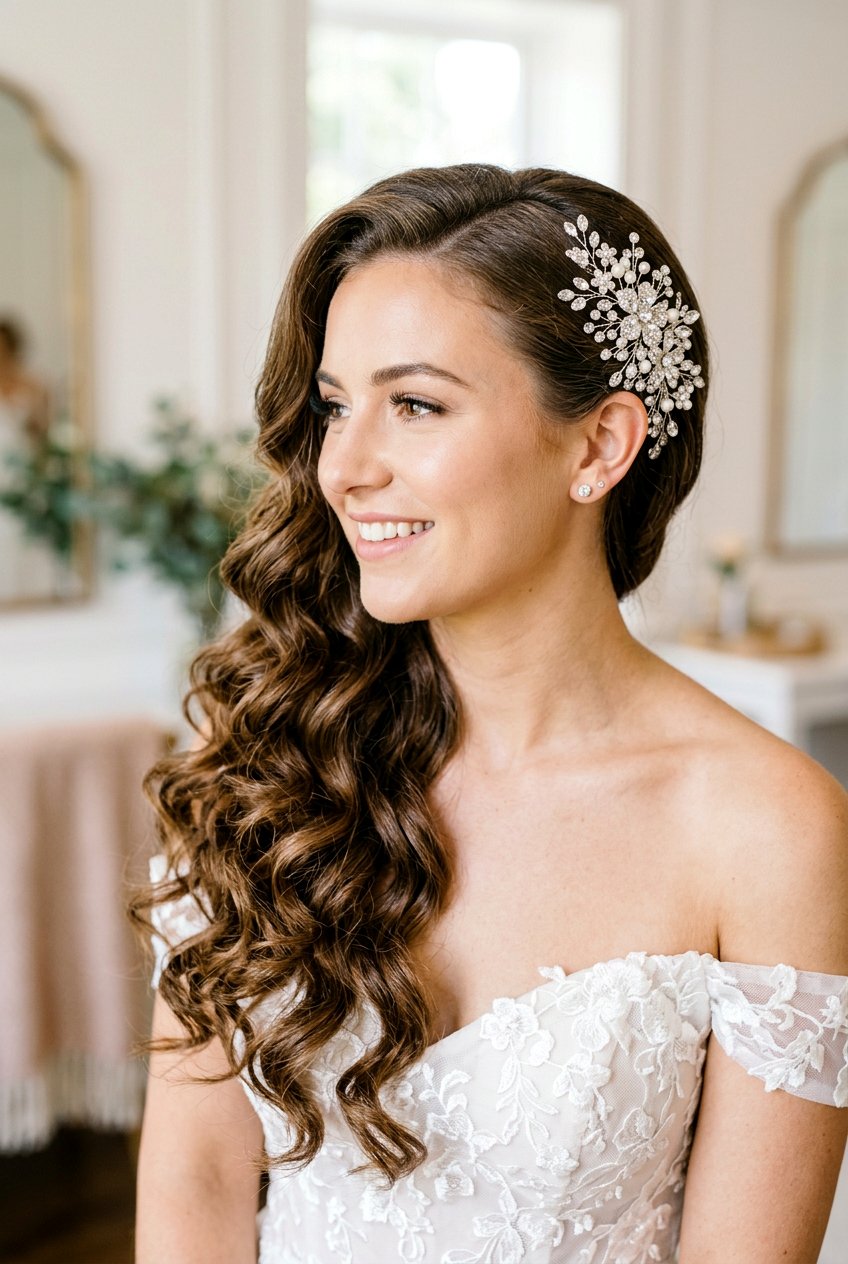 Side Swept Curls - 20 romantic hairstyles for weddings - 20 romantic hairstyles for weddings