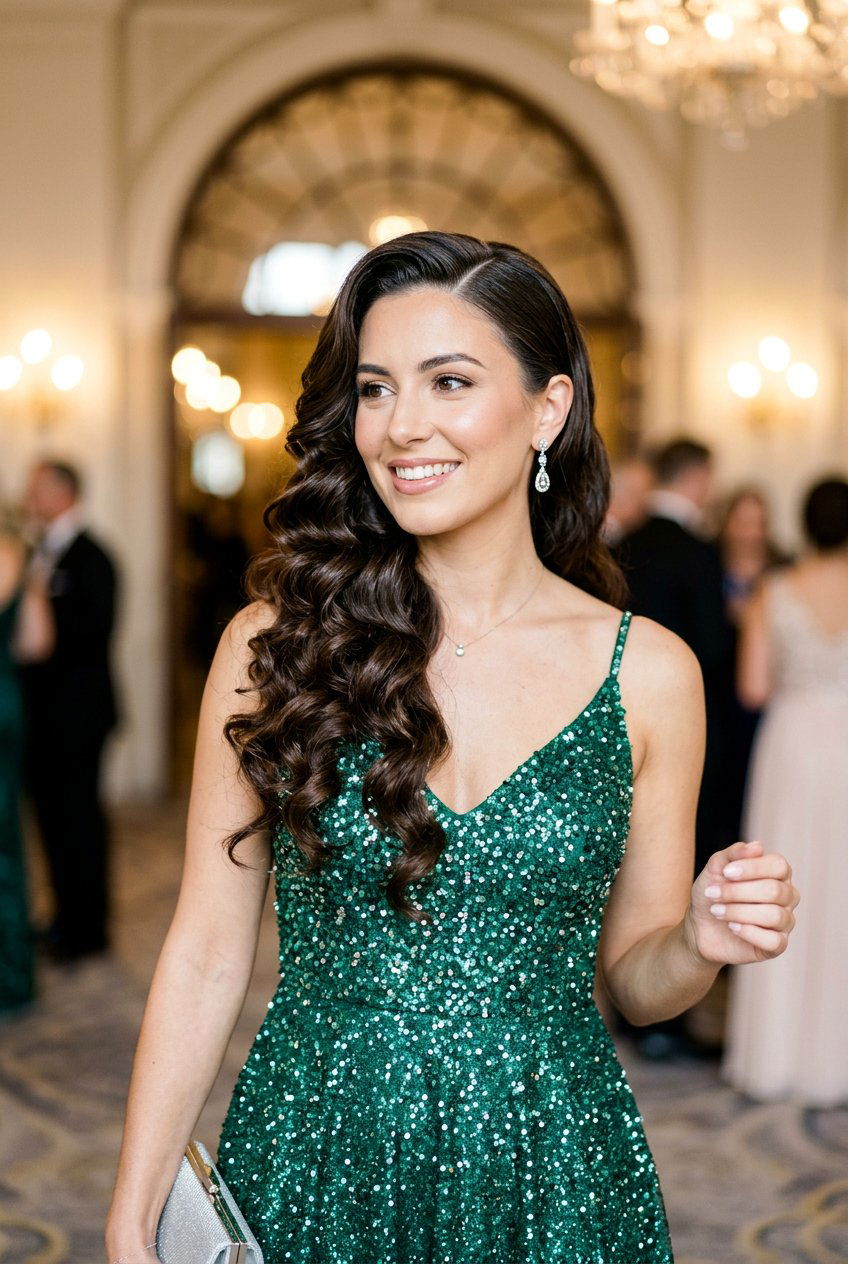 Side Swept Curls - 20 best bridesmaid hairstyle ideas - 20 best bridesmaid hairstyle ideas