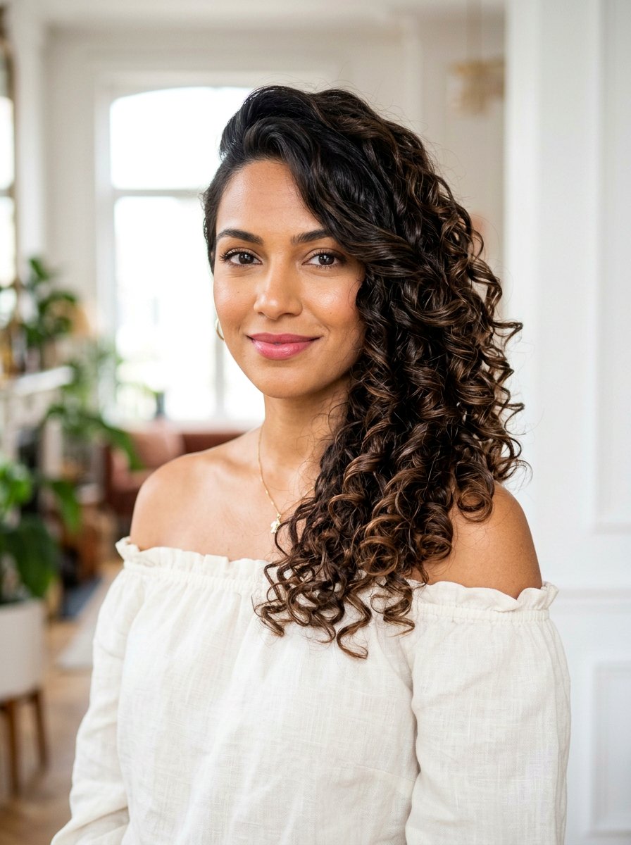 Side Swept Curls - 20 simple hairstyle for wedding shower - 20 simple hairstyle for wedding shower