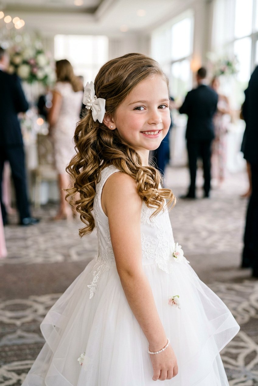 Side Swept Curls - 20 easy curly hairstyles for little girls - 20 easy curly hairstyles for little girls