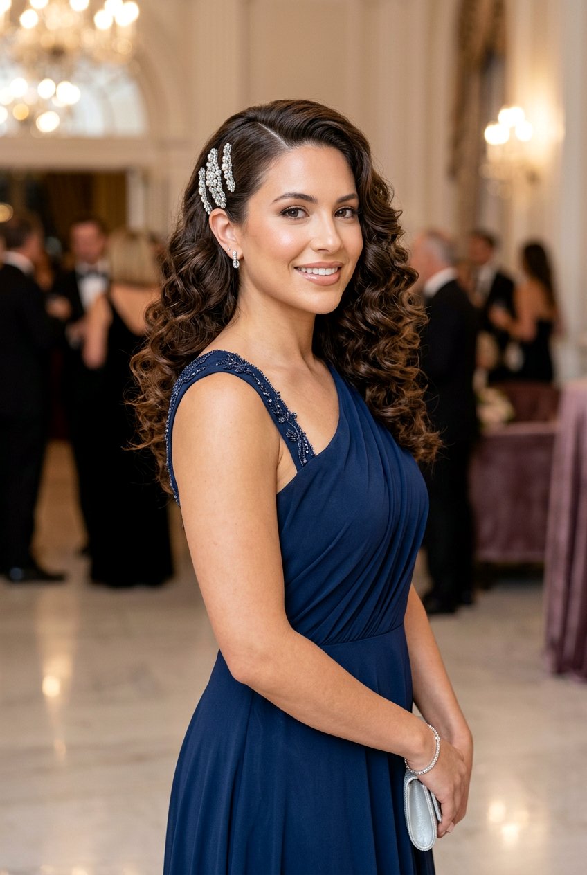 Side Swept Curls - 20 homecoming hairstyle for short curly hair - 20 homecoming hairstyle for short curly hair