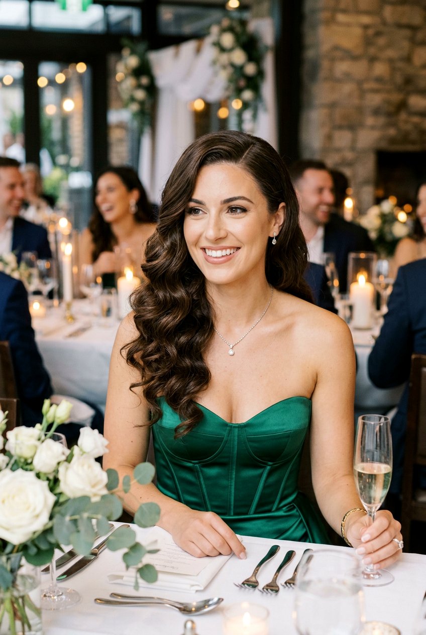 Side Swept Curls For Engagement Dinner - 20 engagement dinner hairstyles - 20 engagement dinner hairstyles