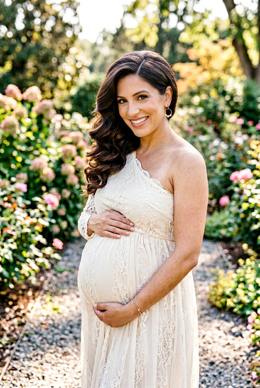 Side Swept Curls For Maternity Photos - 20 maternity photo shoot hairstyles - 20 maternity photo shoot hairstyles