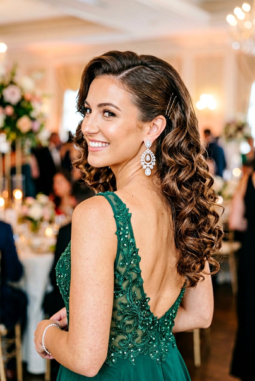 Side Swept Curls For Reception - 20 reception hairstyles for bride - 20 reception hairstyles for bride