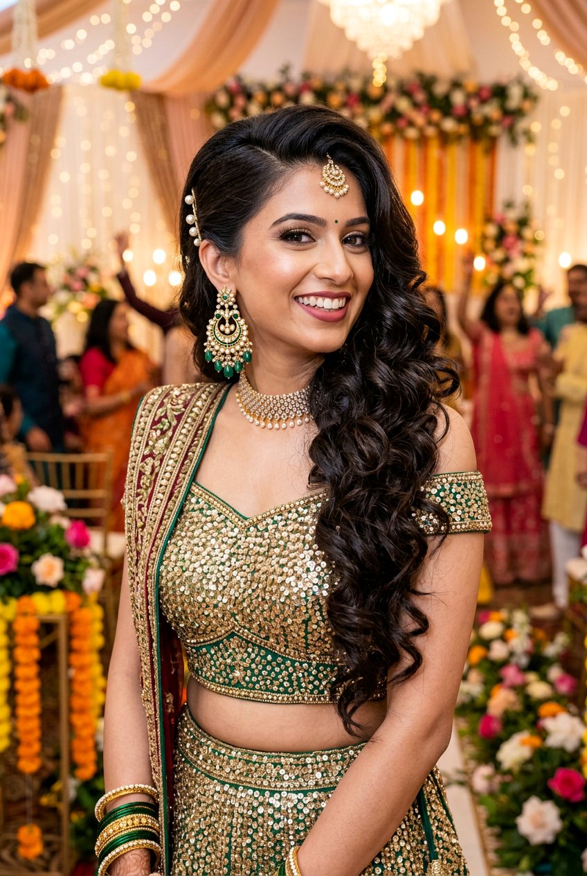 Side Swept Curls For Sangeet - 20 sangeet hairstyles - 20 sangeet hairstyles