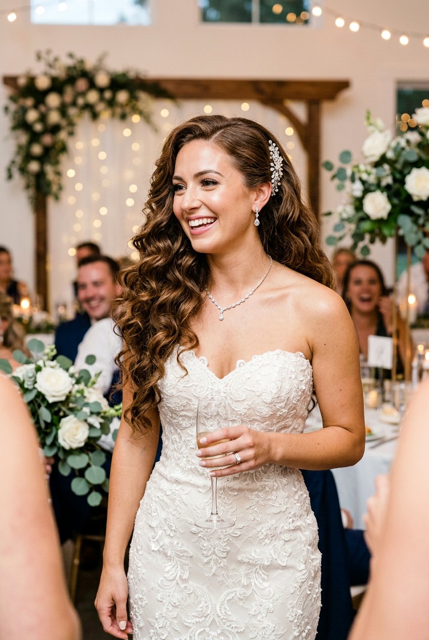 Side Swept Curls For Wedding Reception - 20 reception hairstyles for guests - 20 reception hairstyles for guests