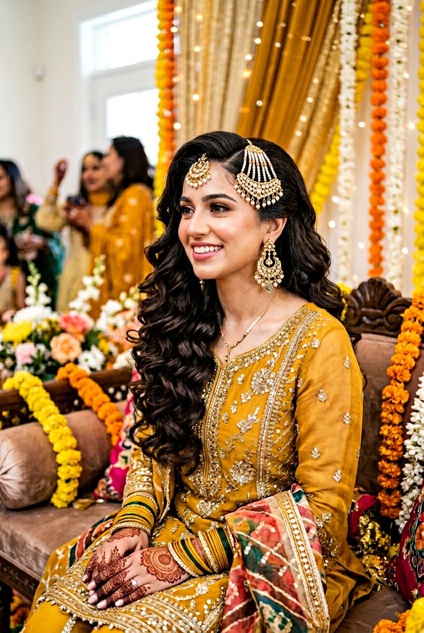 Side Swept Curls Mayun Hairstyles For Bride - 20 mayun hairstyles for bride - 20 mayun hairstyles for bride