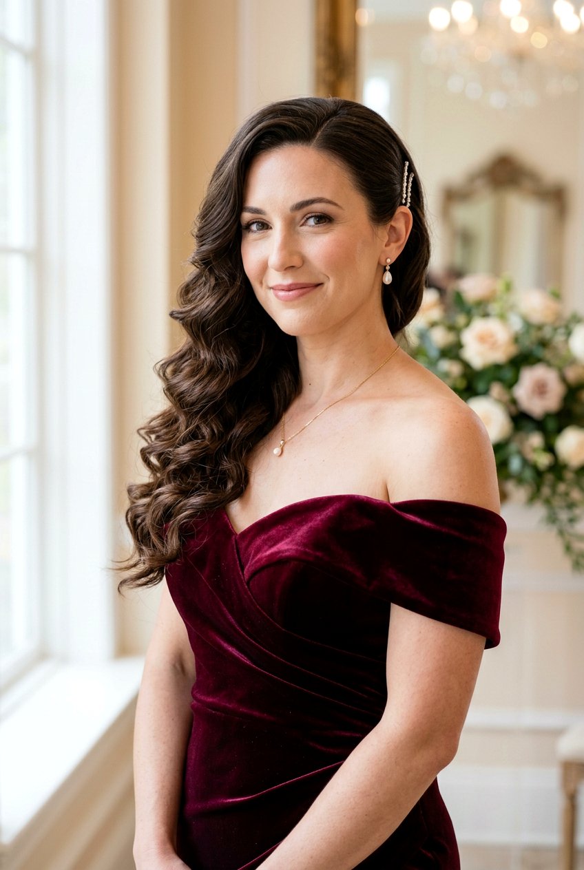 Side Swept Curls Mother Of The Bride Medium Hair - 20 mother of the bride medium hairstyles - 20 mother of the bride medium hairstyles