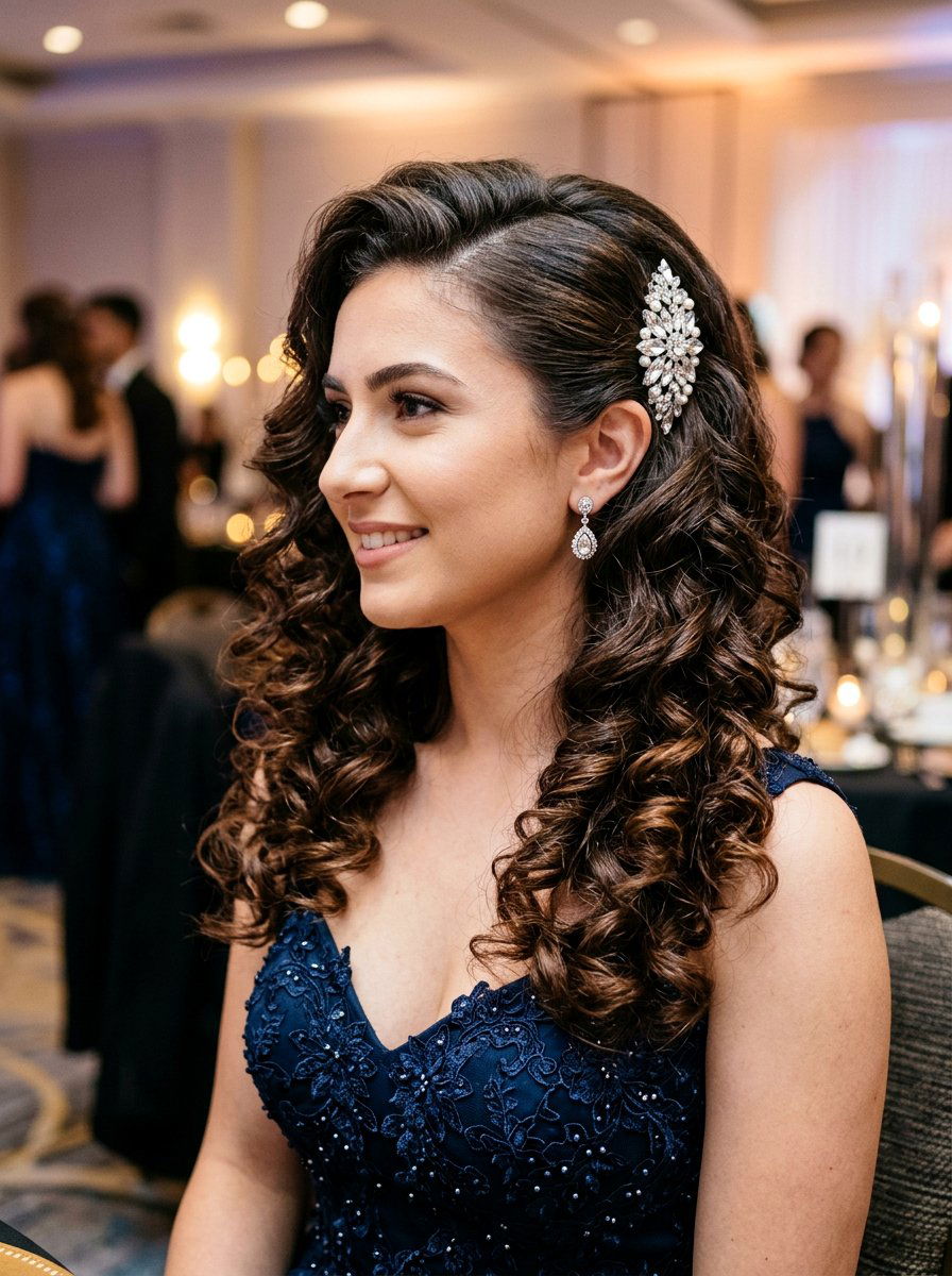 Side Swept Curls Prom Hairstyle - 20 soft glam hairstyle for prom - 20 soft glam hairstyle for prom