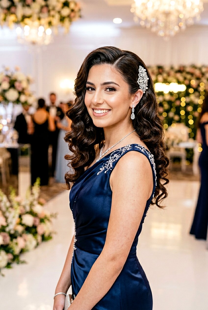 Side Swept Curls Prom Hairstyle - 20 prom hairstyles for medium hair - 20 prom hairstyles for medium hair