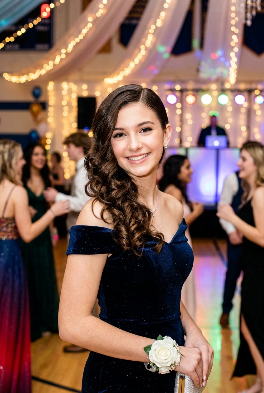 Side Swept Curls School Dance Hair - 20 school dance hairstyles - 20 school dance hairstyles