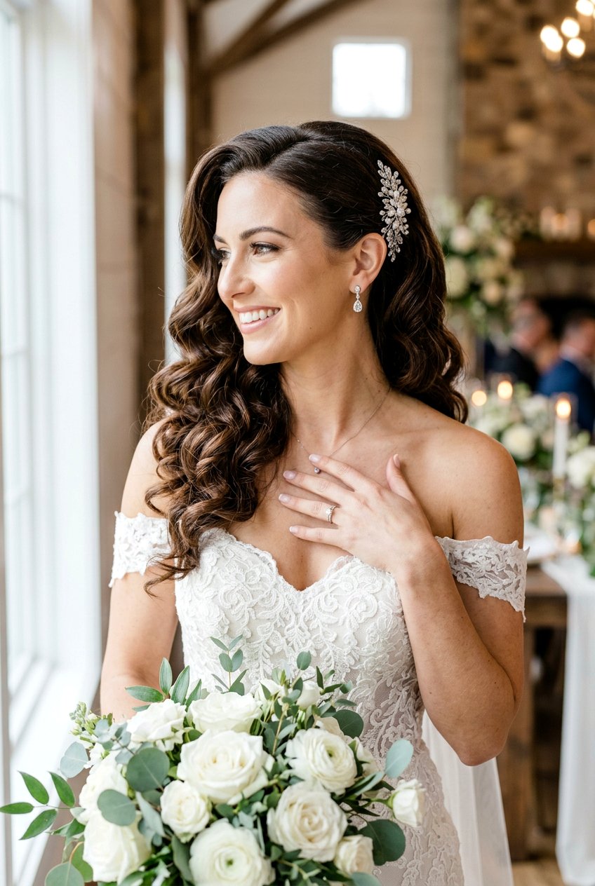 Side Swept Curls Wedding Hair - 20 wedding season hairstyles - 20 wedding season hairstyles