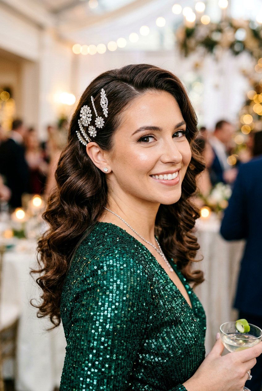 Side Swept Curls With Accessories - 20 birthday hairstyle with side curls - 20 birthday hairstyle with side curls