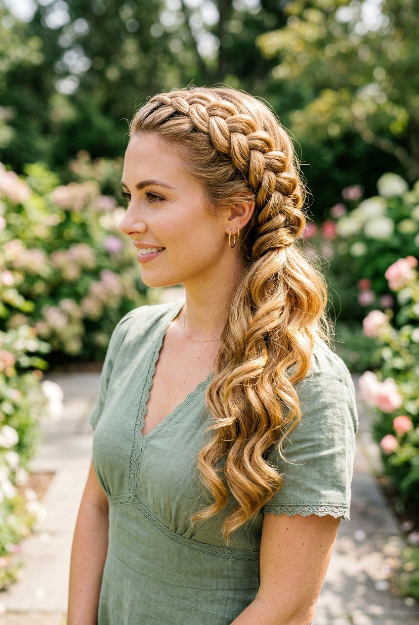 Side Swept Curls With Braids - 20 side swept curls for wedding guest - 20 side swept curls for wedding guest