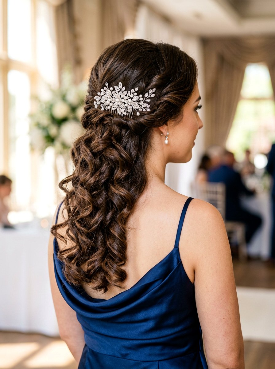 Side Swept Curls With Hair Comb - 20 prom side swept curls hairstyle - 20 prom side swept curls hairstyle