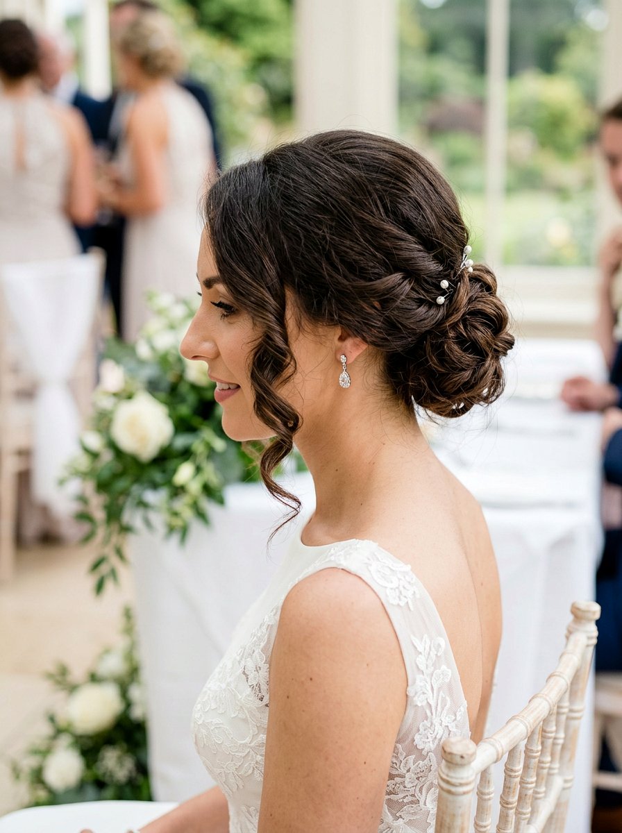 Side Swept Curls With Low Bun - 20 side swept curls for bride - 20 side swept curls for bride