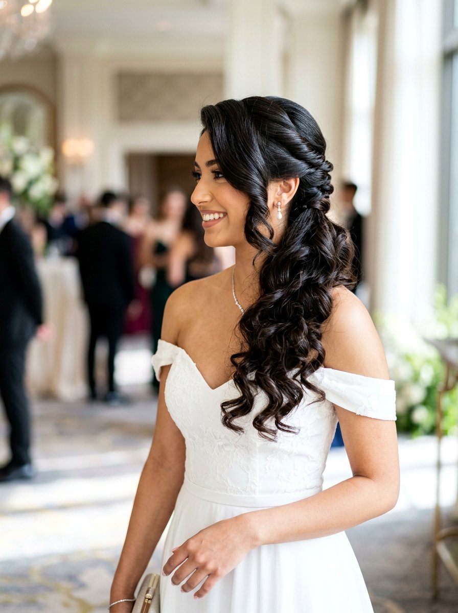 Side Swept Curls With Twist Back - 20 prom side swept curls hairstyle - 20 prom side swept curls hairstyle