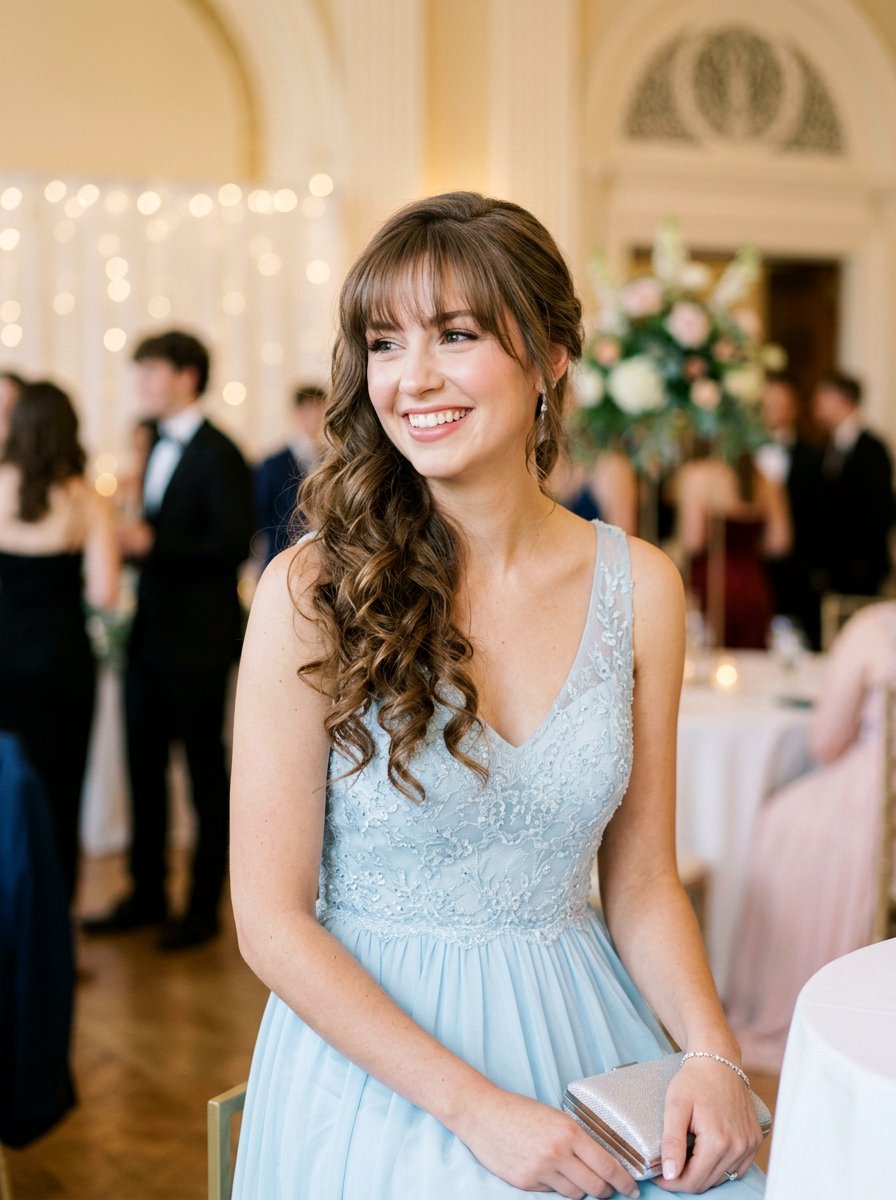 Side Swept Curls With Wispy Bangs - 20 prom side swept curls hairstyle - 20 prom side swept curls hairstyle