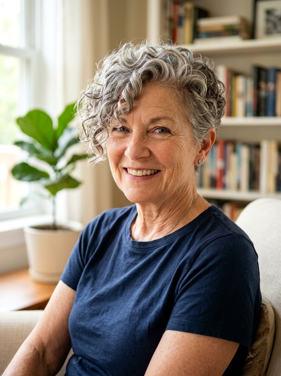 Side Swept Curly Pixie For Older Women - 20 side swept hairstyle for older women - 20 side swept hairstyle for older women