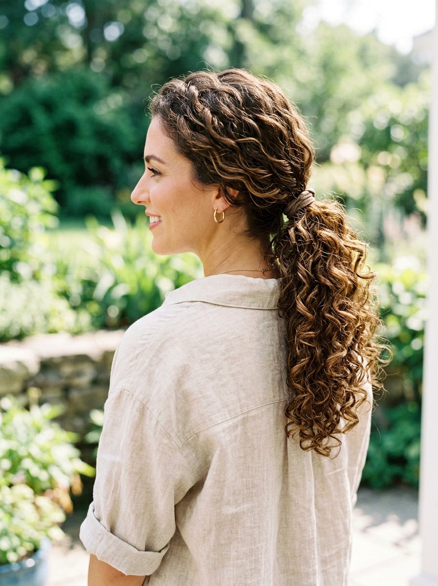 Side Swept Curly Ponytail - 20 humidity proof curly ponytail - 20 humidity proof curly ponytail