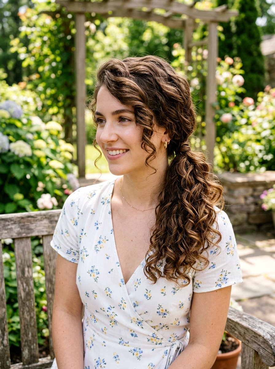 Side Swept Curly Ponytail For Bride - 20 side swept curls for bride - 20 side swept curls for bride